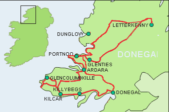 Detail-Karte unserer Donegal-Entdeckertour
